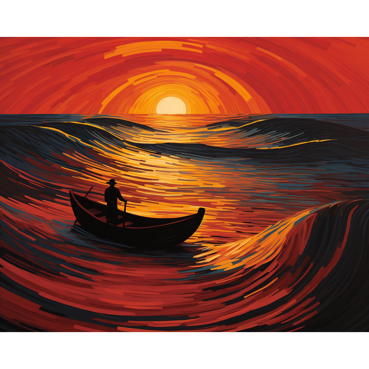 Ondas coloridas ao pôr do sol